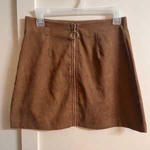 Elegant Brown Corduroy Mini Skirt